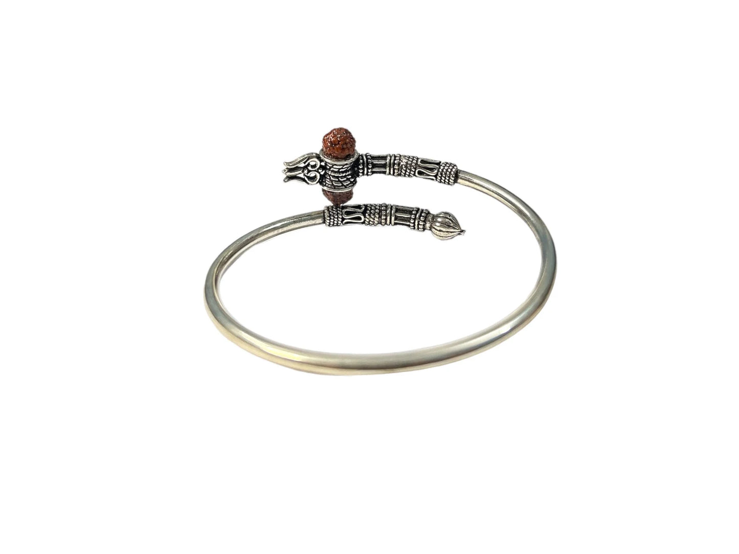 925 Sterling Silver Lord Shiva trident trishul trishool kada handmade bangle bracelet with Rudraksha, Trident Bracelet, Men's Bracelet, Gift