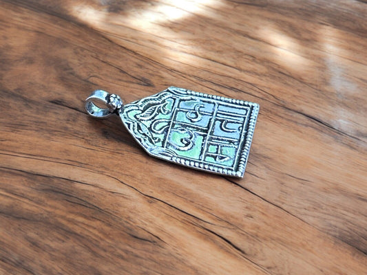 Handmade 925 Sterling Silver Kids Protector Hindu Goddess Cheek Mata Pendant Hindi Letters Rajasthan Tribal Pendant, Children Protector