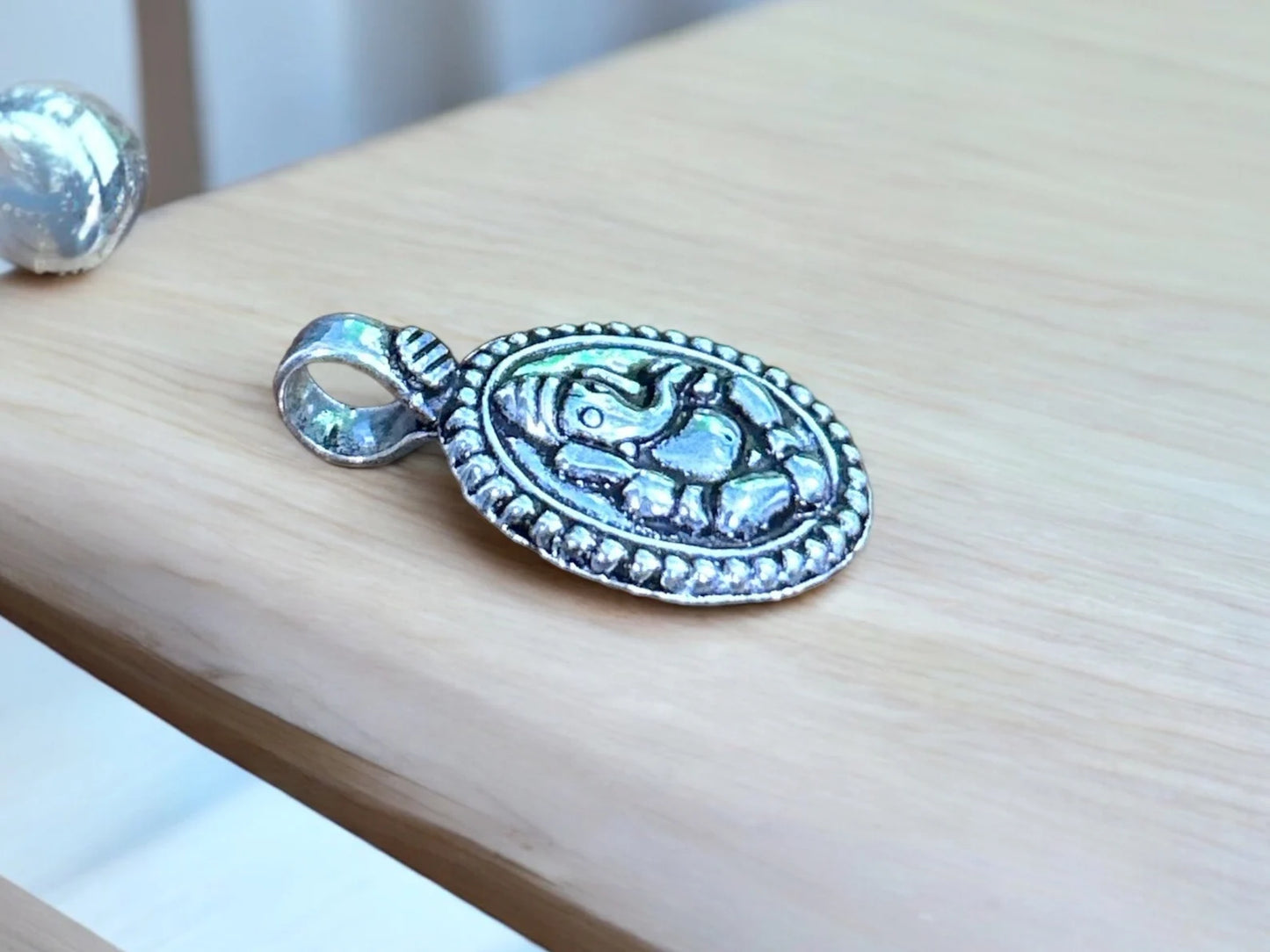 Handmade Ganesh Pendant, Ganesha Pendant Necklace, Sterling Silver Hindu God Pendant, God Ganesha Good Luck Charm, Ganesha Pendant Necklace