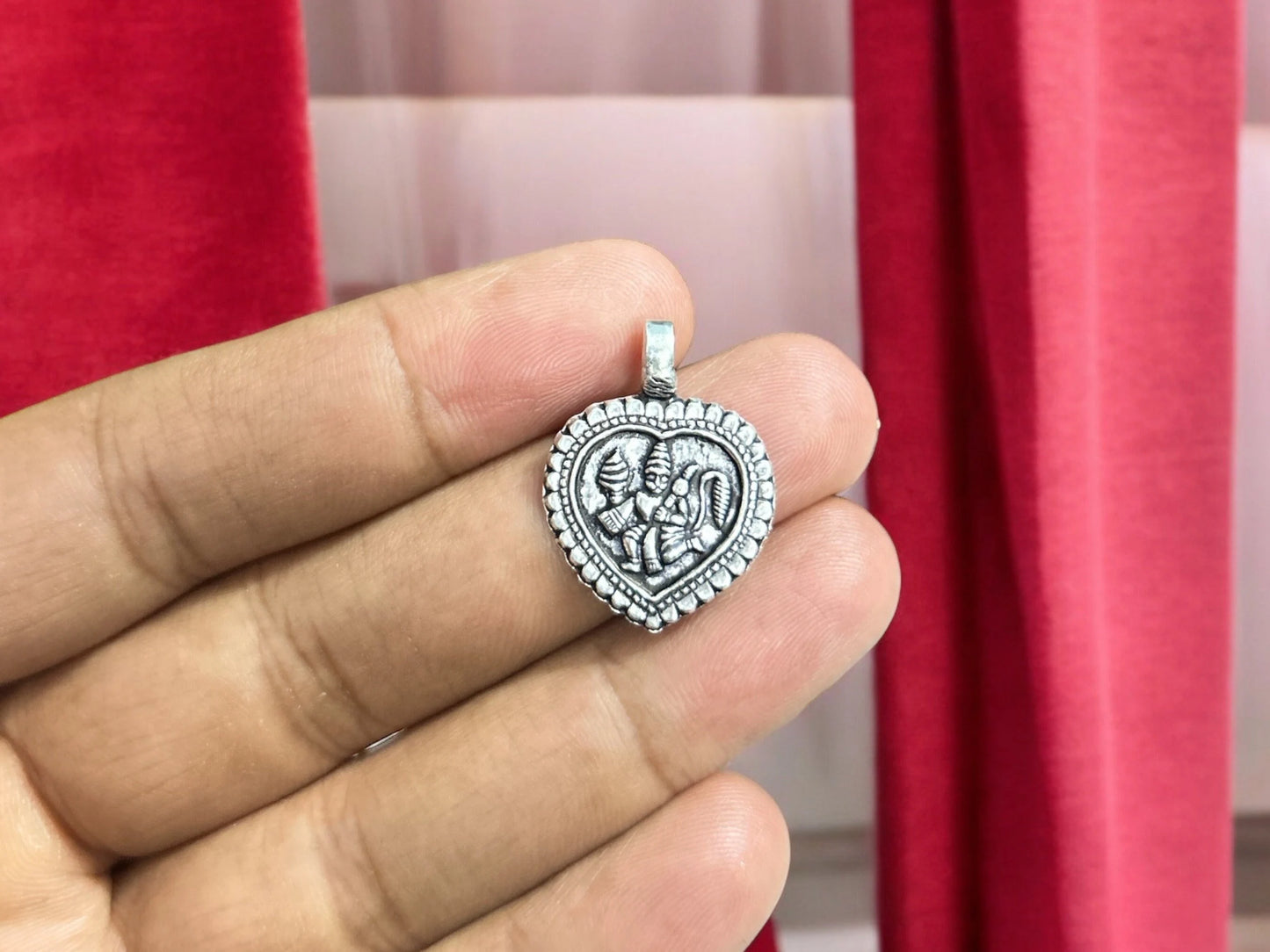 925 Silver Tiny Hanuman Pendant, Handmade Hindu God Lord Hanuman Pendant, Silver Lord Hanuman Pendant, Hindu God Tribal India Jewelry