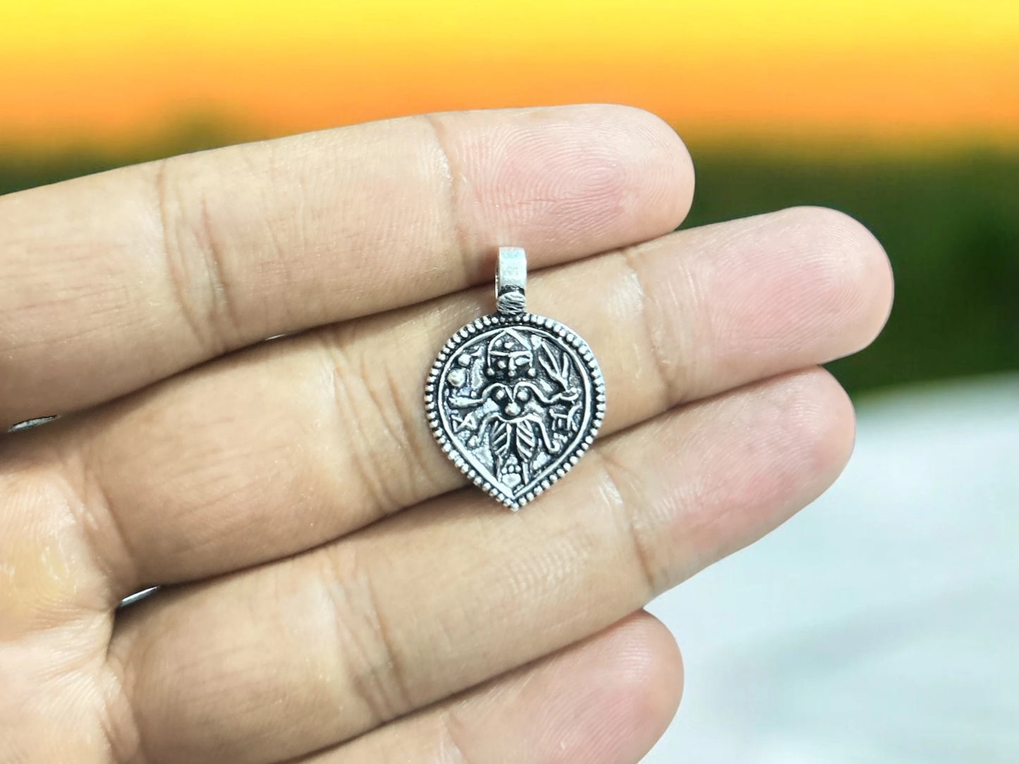 Goddess Kali Maa Antique Pendant 925 Sterling Silver Kali Maa Goddess Locket for Men and Women, Hindu Goddess, Maa Durga Chamunda Kali